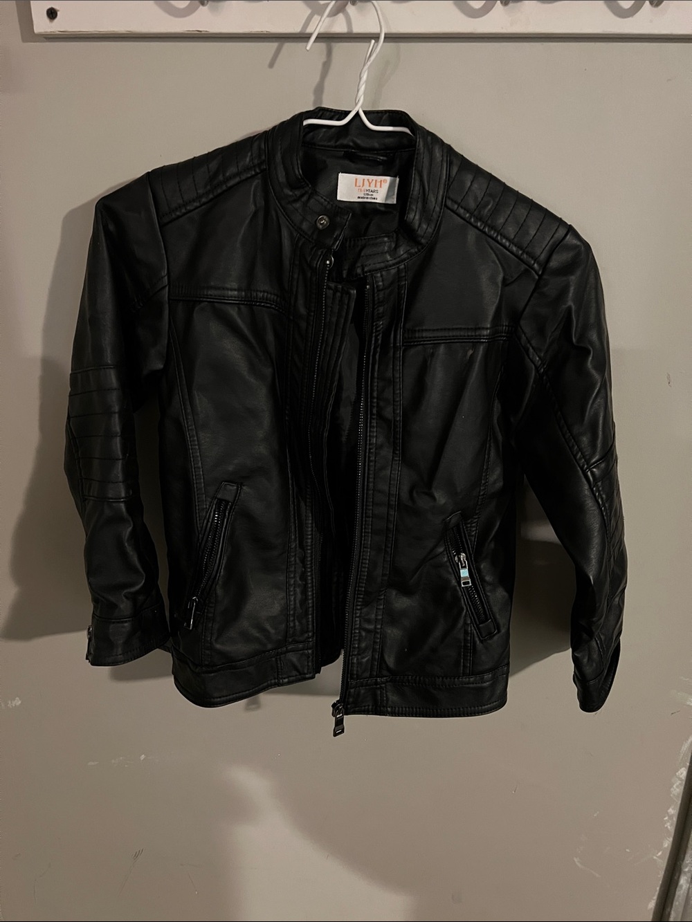 Black Faux Leather Moto Jacket for Men
